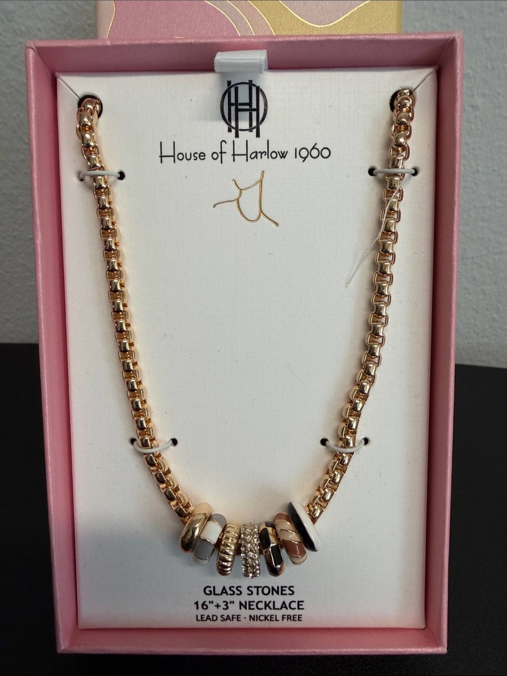 House of Harlow 1960 | Gold Adjustable Rhinestone Charm Necklace ✨